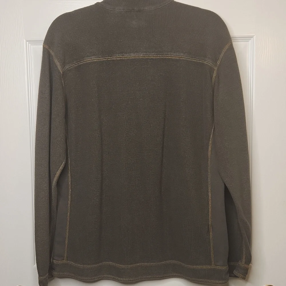 Tommy Bahama Men's Taupe Long Sleeve Half Zip Sweater Size LG